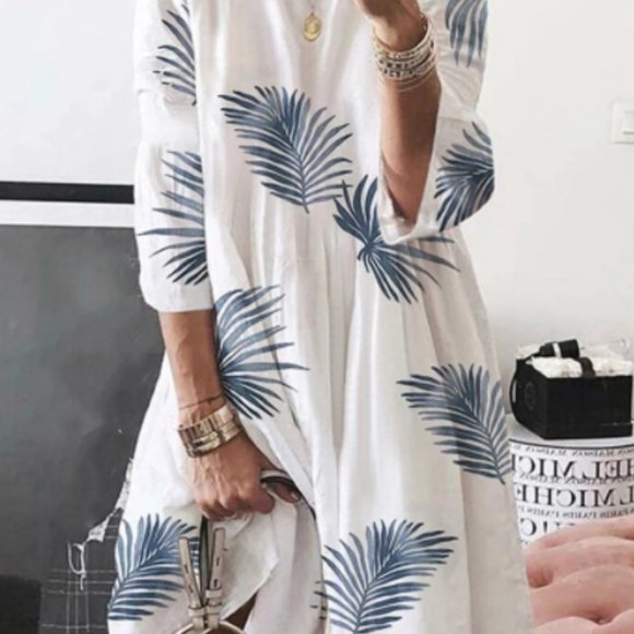 Floral Long Sleeve Beach Dress - Picture 2 of 2